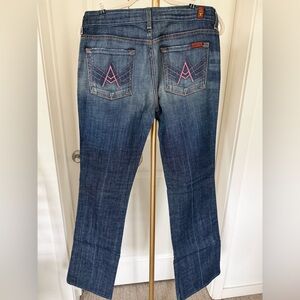 7 For All Mankind Blue Jeans with Pink Accents
